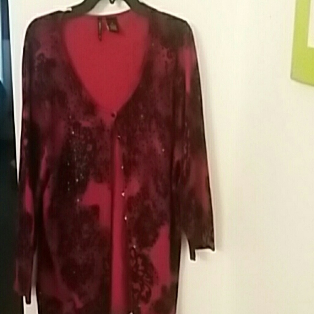 New Directions rayon/nylon sequined cardigan